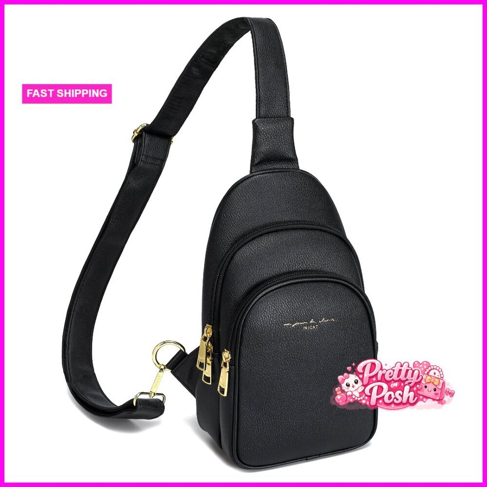 Small Crossbody Sling Bag with Adjustable Strap, Faux Leather, 3.5L Capacity